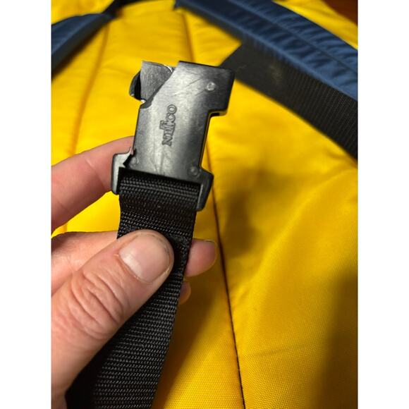 Vintage LL Bean Continental Backpack Rucksack Yellow Blue 90s Hiking - Picture 6 of 16